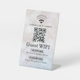 Simple Personalised Wifi Network qr code Password Pedestal Sign