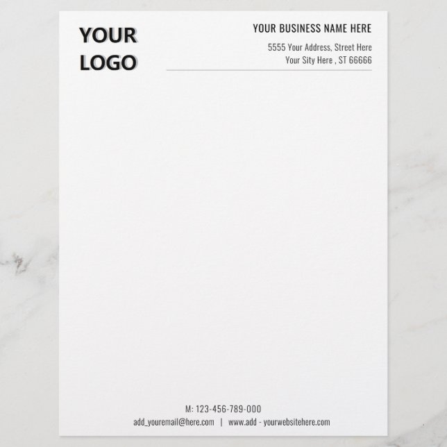 Simple Personalised Your Business Logo Letterhead (Front)