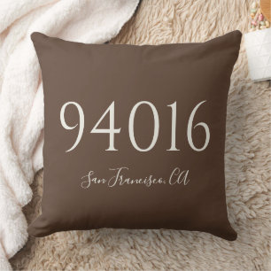 Simple Personalised Zip Code and Town  Cushion