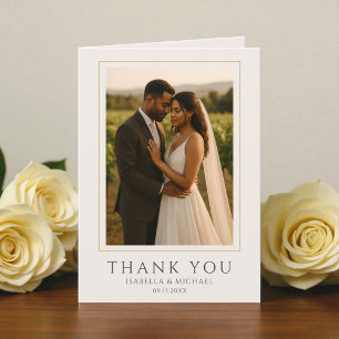 Simple Personalized Elegant Photo Wedding  Thank You Card