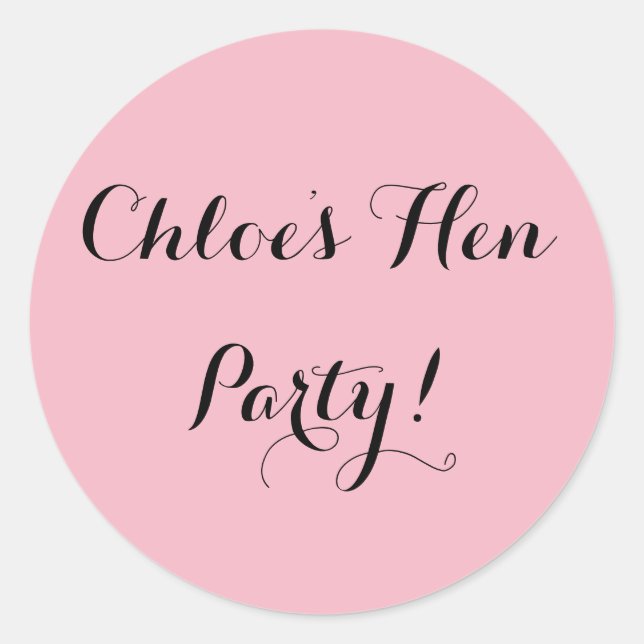Simple Personalized Hen Do Classic Round Sticker (Front)