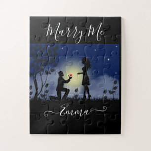 Simple Personalized Marry Me Marriage Proposal Jigsaw Puzzle
