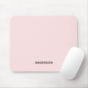 Simple Personalized Pink & Name Monogram Elegant Mouse Pad