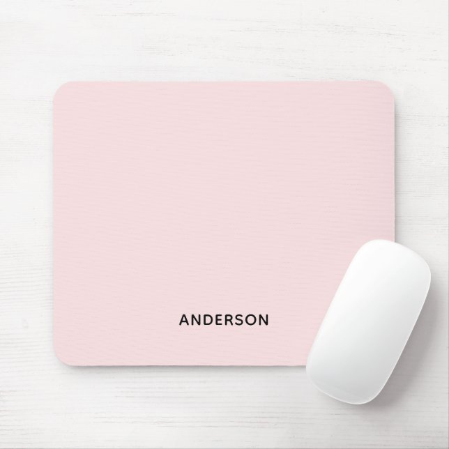 Simple Personalized Pink & Name Monogram | Elegant Mouse Pad (With Mouse)