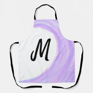 Simple personalized purple watercolor monogram add apron