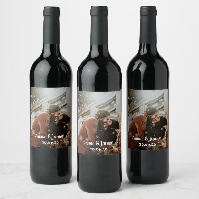 Simple Personalized Wedding Photo Wine Labels (Bottles)