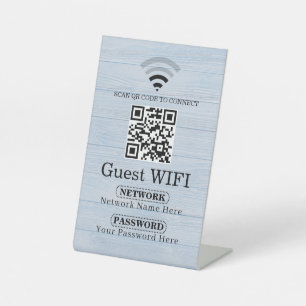 Simple Personalized Wifi Network qr code Password Pedestal Sign