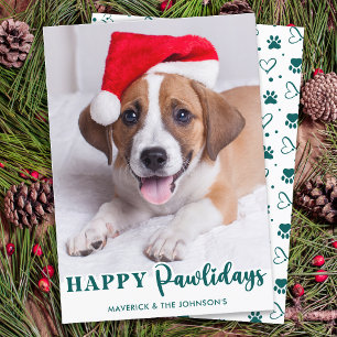 Simple Pet Dog Personalised Photo Happy Pawlidays Holiday Card