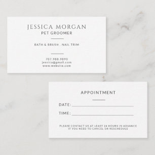 Simple Pet Groomer Business & Appointment Card