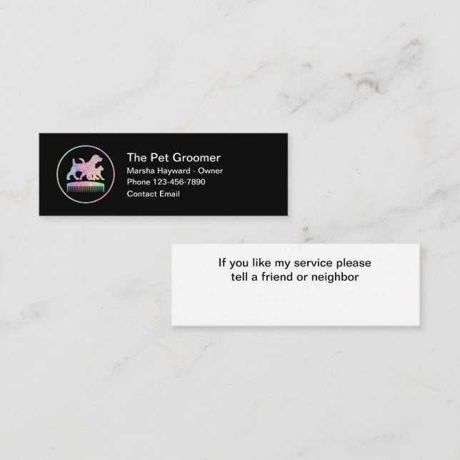 Simple Pet Grooming Service Compact Business Cards (Front/Back)