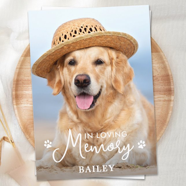 Simple Pet Memorial Personalized Dog Photo Thank You Card (Creator Uploaded)