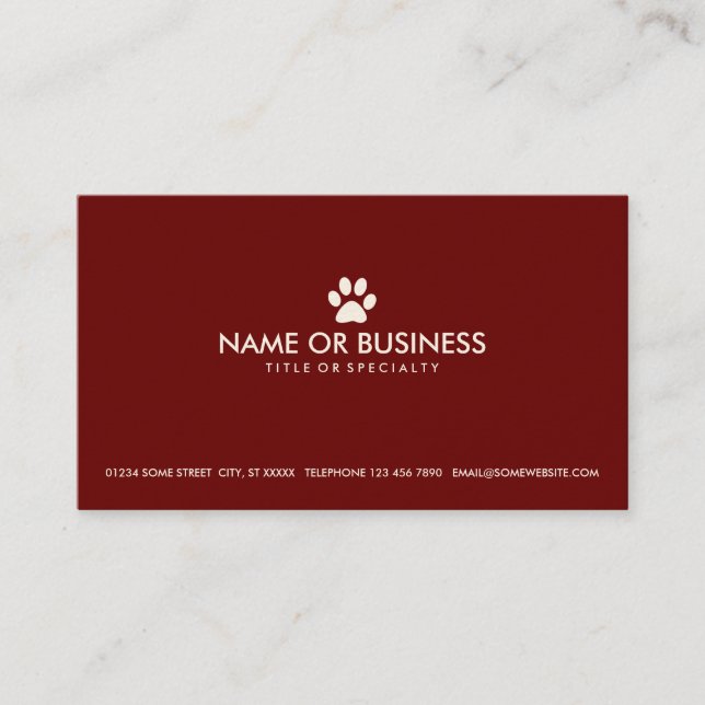 simple pet paw business card (Front)