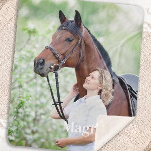 Simple Pet Photo Personalised Picture Horse Lover Sherpa Blanket