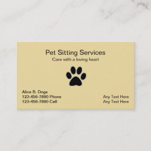 Simple Pet Sitter Business Cards