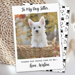 Simple Pet Sitter Custom Dog Puppy Photo Thank You Card