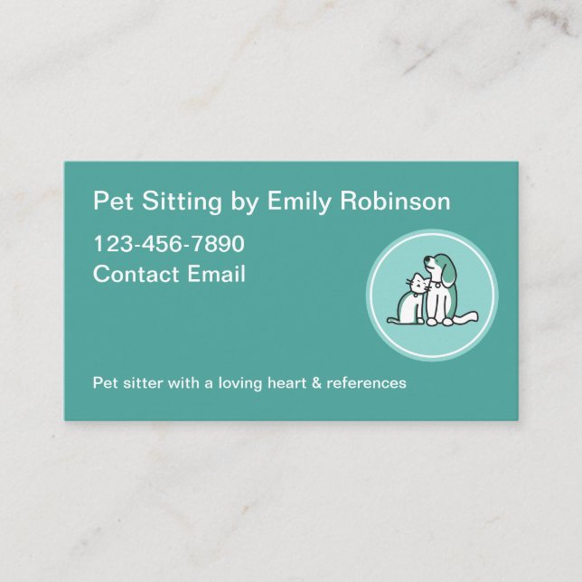 Simple Pet Sitter Modern Business Cards (Front)
