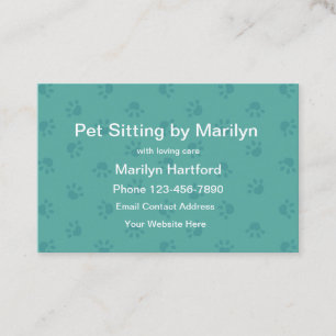 Simple Pet Sitting Services Paw Print Business Card