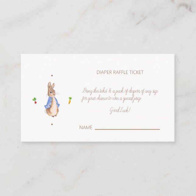 Simple Peter the Rabbit Diaper Raffle Ticket Enclosure Card (Front)