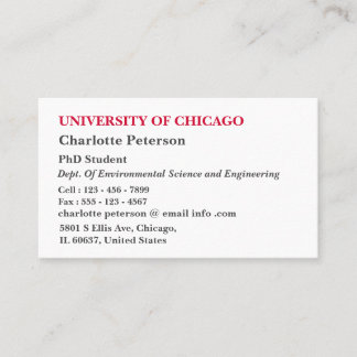 Simple PhD - Graduate Student Business Card