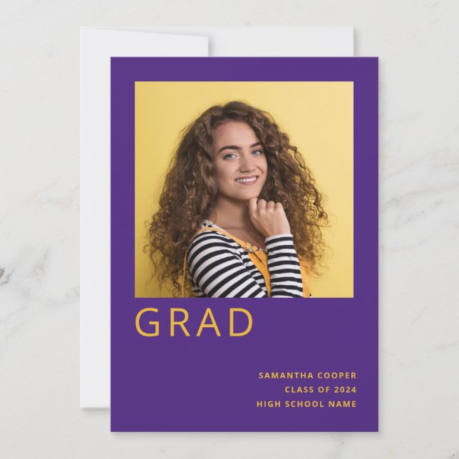 Simple Photo 2022 Graduation Purple Announcement (Front)