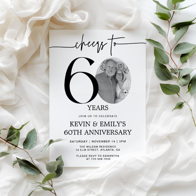 Simple Photo 60th Anniversary Invitation (Creator Uploaded)