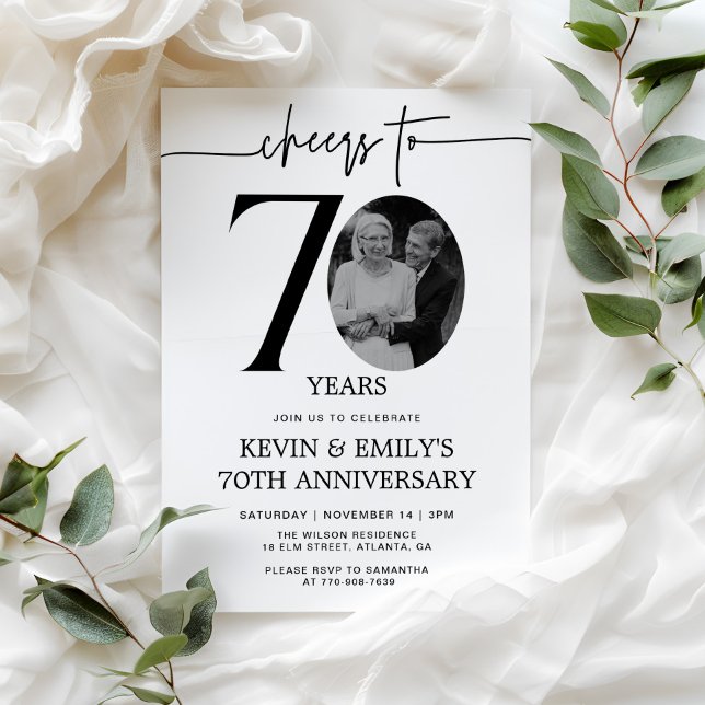 Simple Photo 70th Anniversary Invitation (Creator Uploaded)