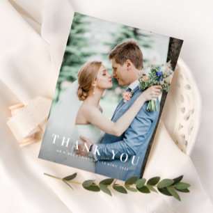 simple photo and text wedding thank you postcard