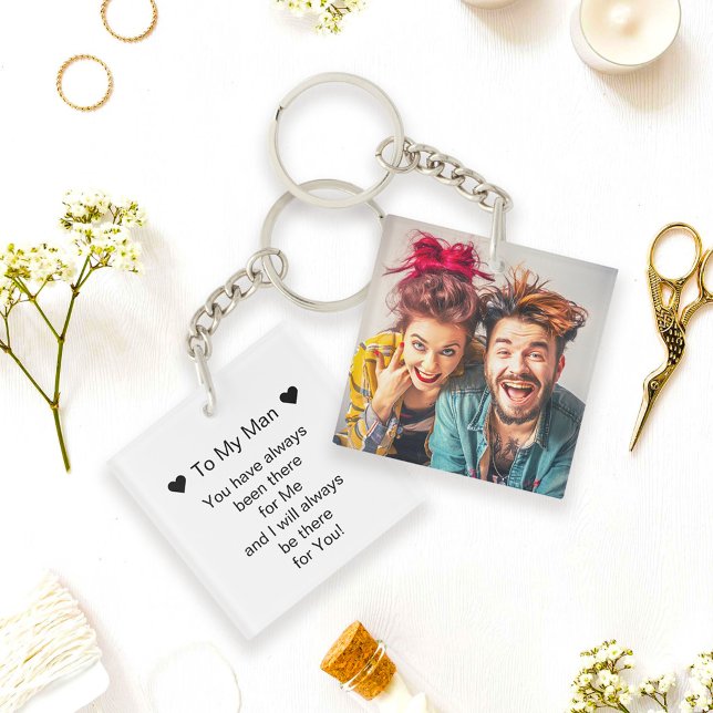 Simple Photo and To My Man Script Double Sided Key Ring (Creator Uploaded)