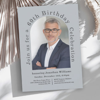 Simple Photo Arch 60th Birthday Party Invitation