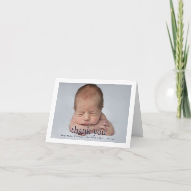 Simple Photo Baby Shower Photo Thank You Card (Front)