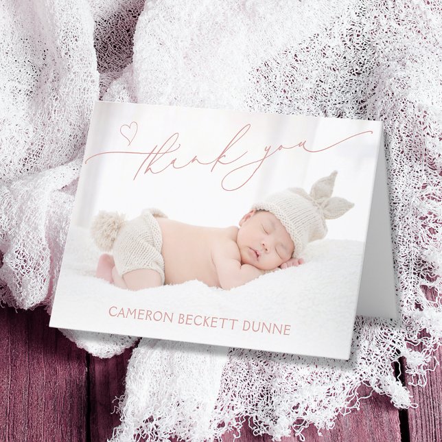 Simple Photo Baby Thank You Card (Photo baby folded thank you cards)