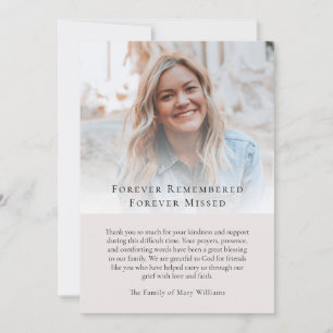 Simple Photo Bereavement Sympathy Funeral Memorial Thank You Card