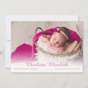 Simple Photo Birth Announcement Baby Girl Script