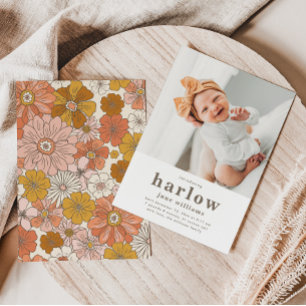 Simple Photo Birth Announcement   Girl Birth