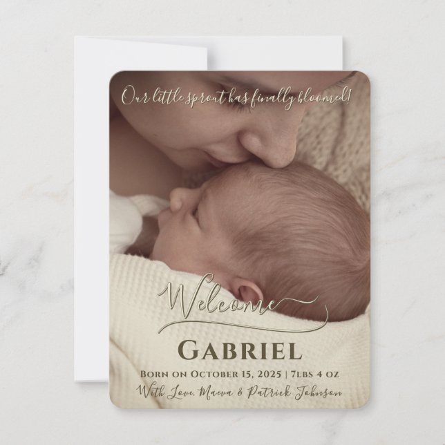 Simple Photo Birth Announcement Newborn Welcome (Front)