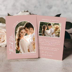 Simple Photo Blush Pink Wedding Thank You Card