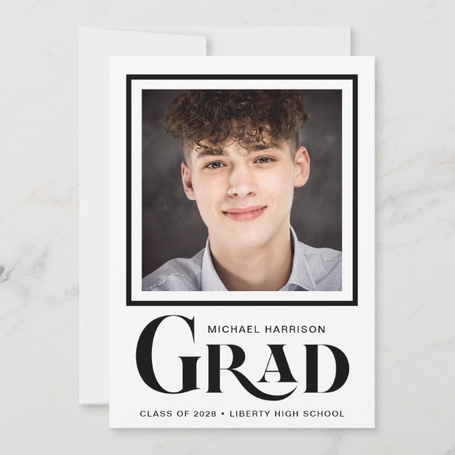 Simple Photo Bold Type Graduation Announcement (Front)