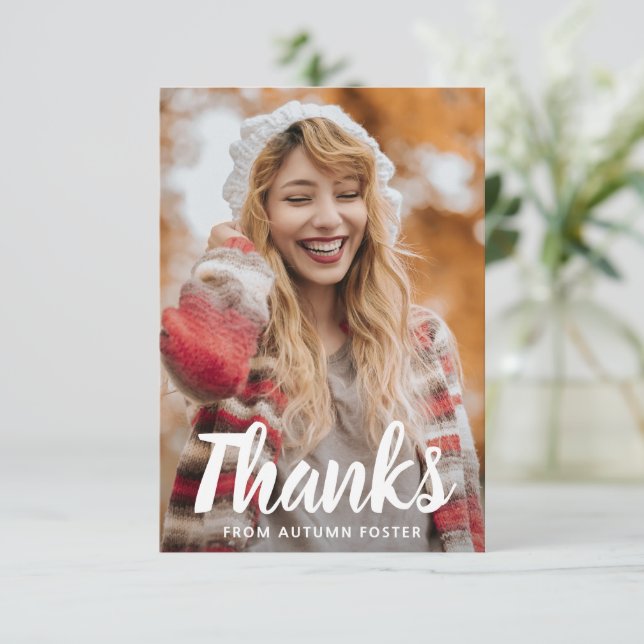 Simple Photo Bold Typography Modern Graduation Thank You Card (Standing Front)