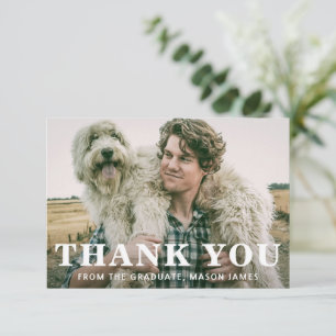 Simple Photo Bold Typography Modern Graduation Thank You Card