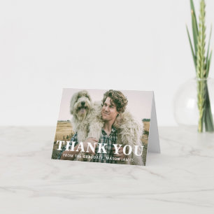 Simple Photo Bold Typography Modern Graduation Thank You Card