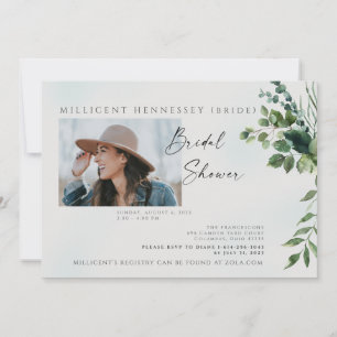 Simple Photo Bridal Shower Foliage III Invitation