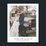 Simple Photo Budget Wedding Thank You Card<br><div class="desc">Minimalist style budget wedding photo thank you card with a minimal and clean design featuring your picture and "Thank you so much" along with your names below. The back has your custom thank you message.  This modern black and white wedding thank you card is great for a contemporary couple.</div>