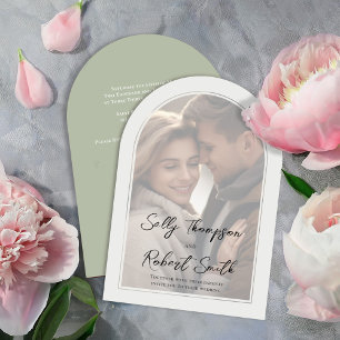 Simple Photo Calligraphy Script Wedding Invitation