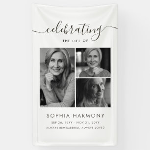 Simple Photo Celebration of Life Funeral Banner