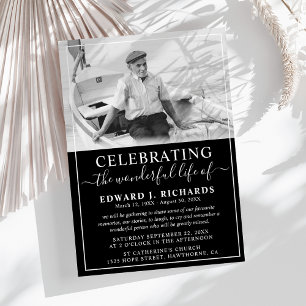 Simple Photo Celebration of Life Funeral Memorial Invitation