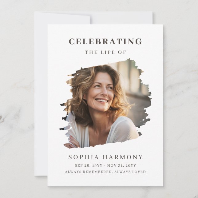 Simple Photo Celebration of Life Program Card (Front)