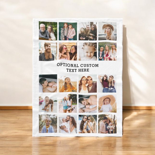 Simple Photo Collage 20 Picture Personalised Fleece Blanket (Creator Uploaded)