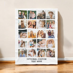 Simple Photo Collage 20 Picture Personalised Fleece Blanket