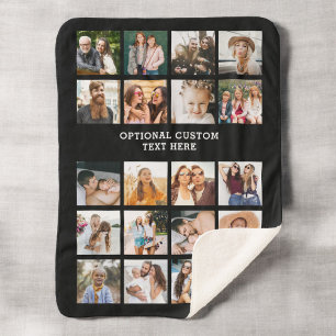 Simple Photo Collage 20 Picture Personalised Sherpa Blanket