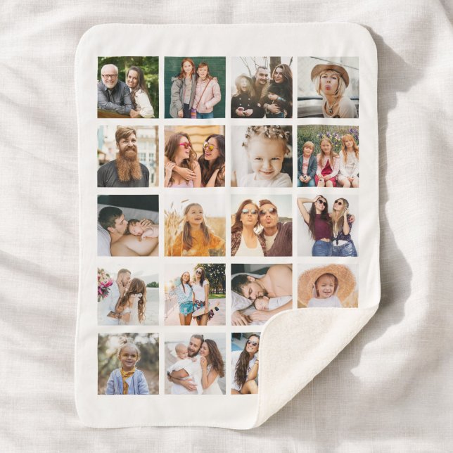 Simple Photo Collage 20 Picture Personalised Sherpa Blanket (Creator Uploaded)